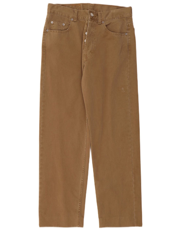 Calça masculina Benetton Perfect Fit reta casual W33 L28 algodão bege