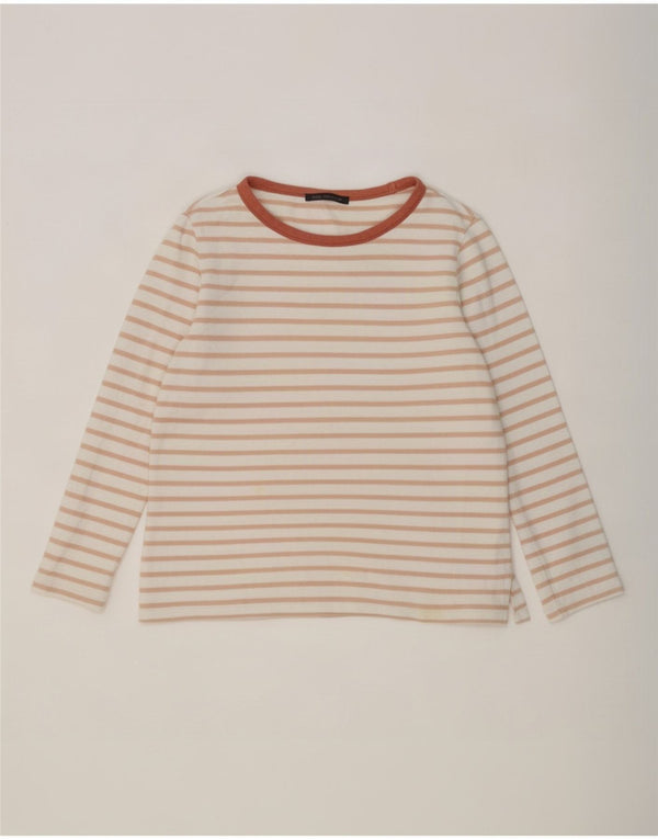 Top feminino Marks & Spencer manga comprida Reino Unido 14 grande algodão listrado branco