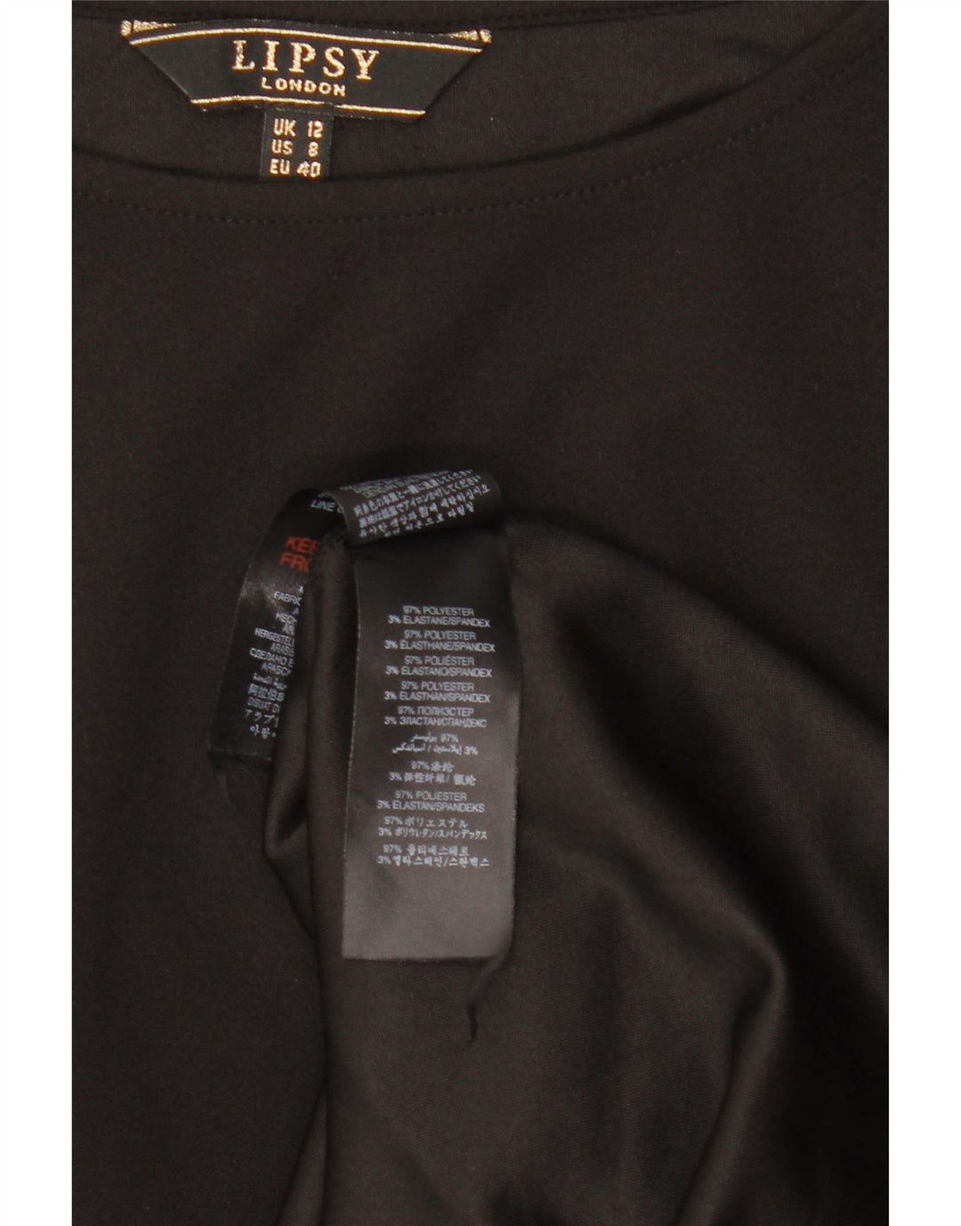 Vestido bodycon feminino LIPSY UK 12 poliéster preto médio
