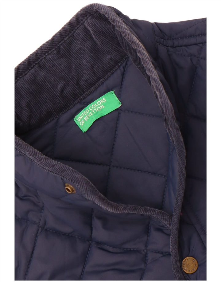 Jaqueta acolchoada feminina Benetton UK 10 pequena azul marinho