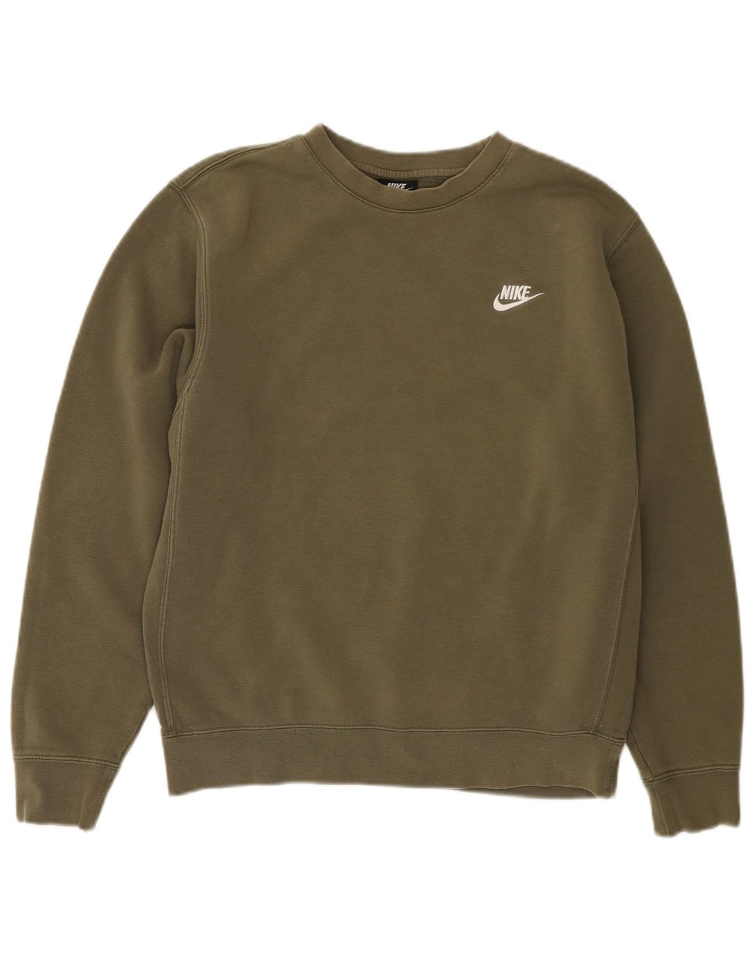 NIKE Mens Moletom Jumper Pequeno Algodão Cáqui