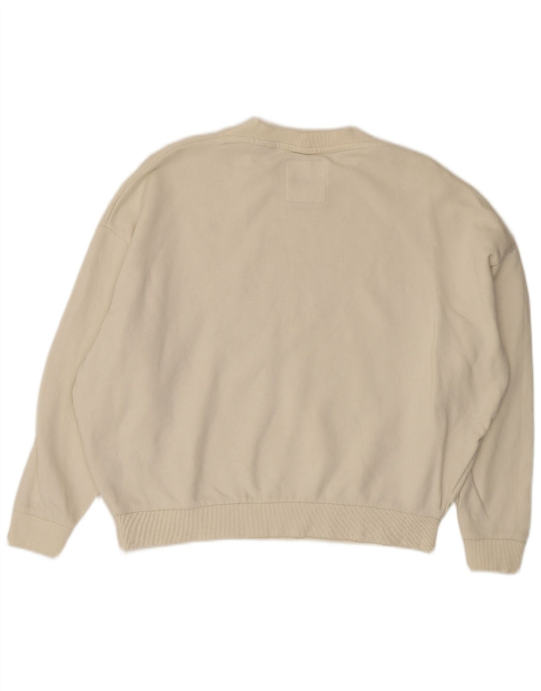 Superdry Womens Oversized Crop Sweatshirt Jumper UK 8 Pequeno Off White