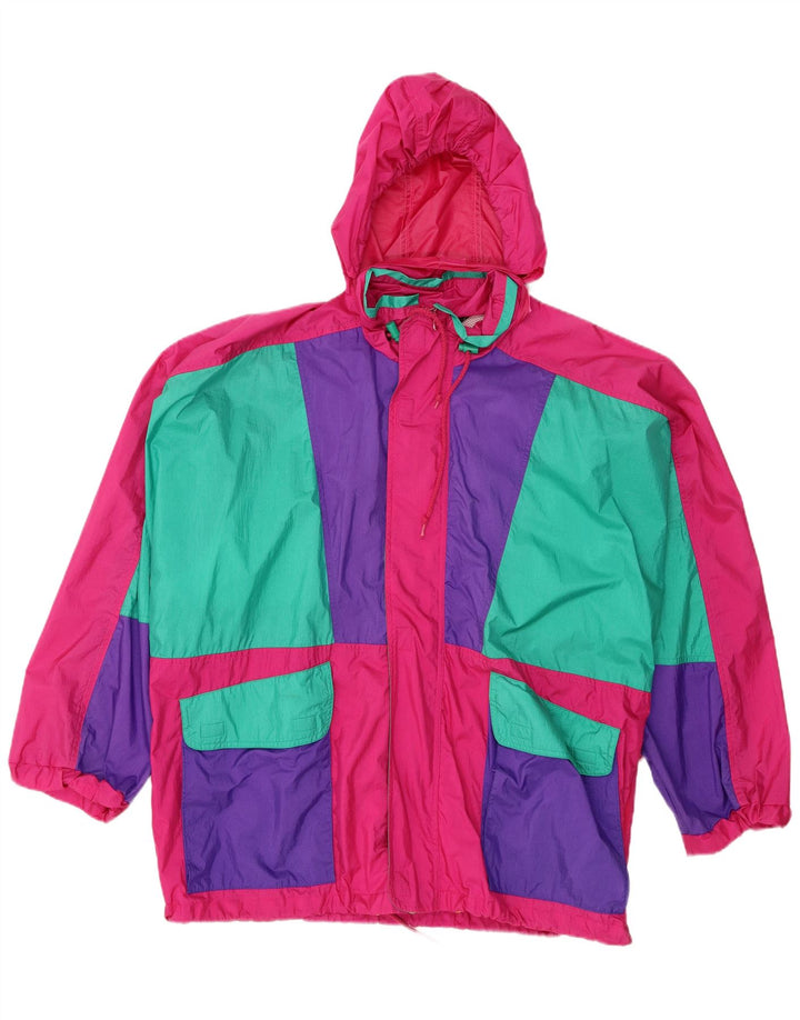 Jaqueta de chuva masculina Rodeo com capuz IT 52/54 grande bloco colorido rosa