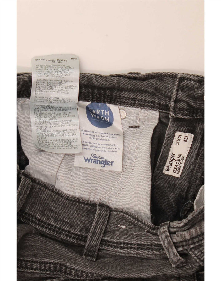 Wrangler Masculino Texas Slim Jeans W32 L34 Cinza Algodão