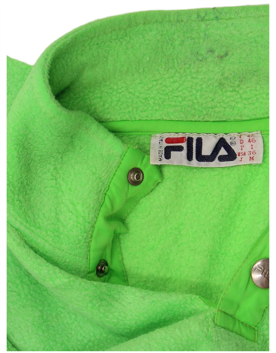 FILA Masculino Solto Fit Gráfico Botão Pescoço Fleece Jumper IT 46 Pequeno Verde