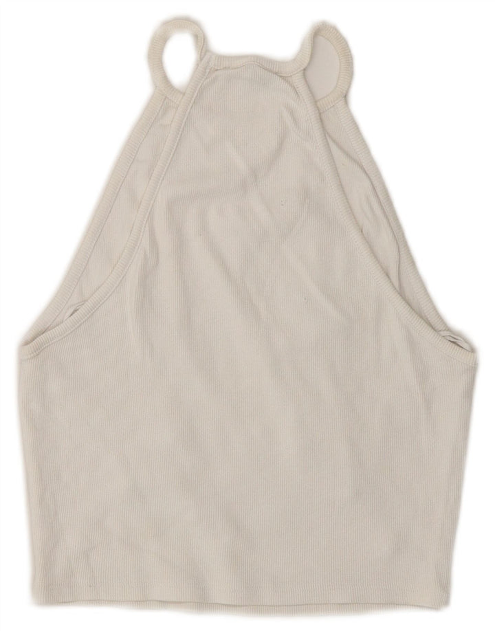 Zara Womens Crop Halter Top Reino Unido 8 Pequeno Branco