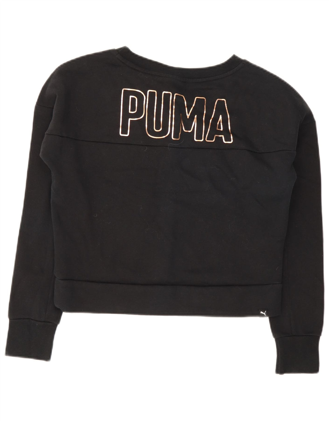 Puma Womens Crop Sweatshirt Jumper UK 12 Médio Algodão Preto