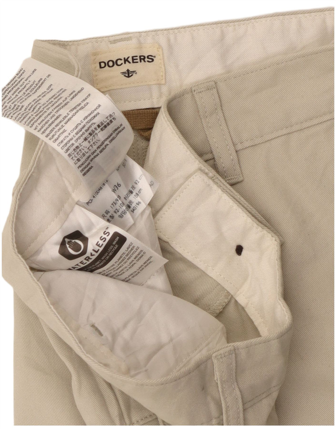 Shorts cargo masculino Dockers W36 grande algodão bege