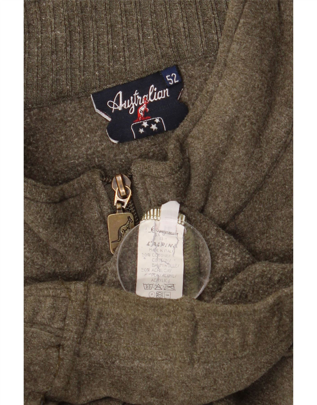 AUSTRALIAN L'ALPINA Jaqueta masculina de treino IT 52 grande algodão cáqui