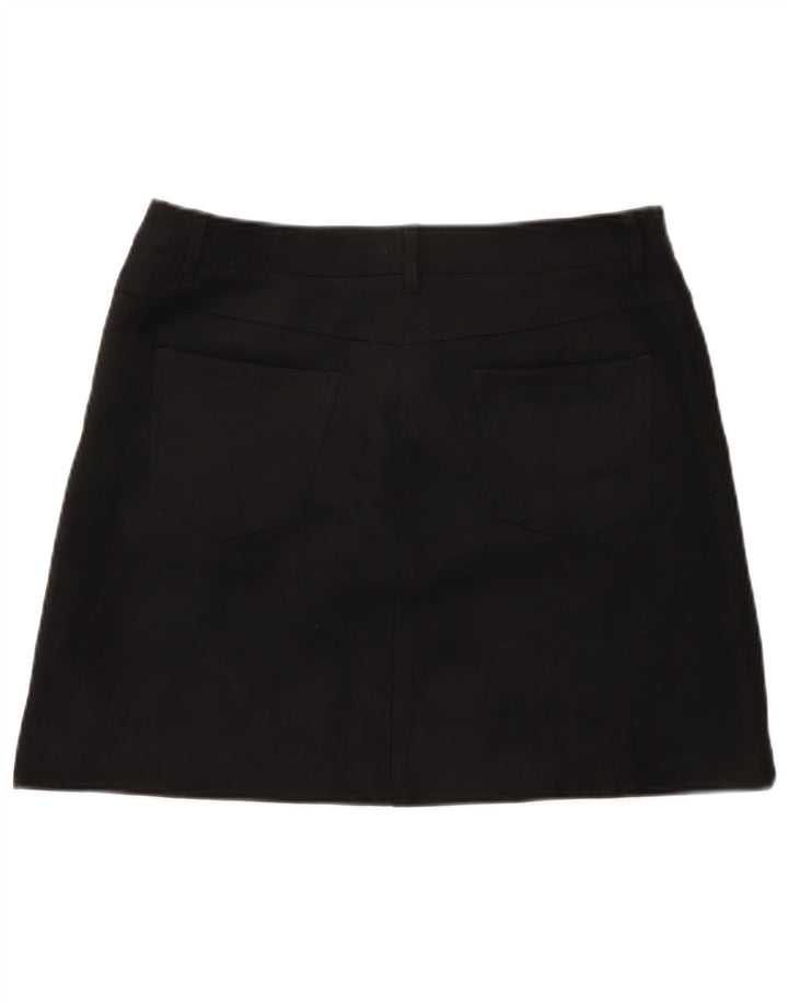 Minissaia feminina Marks & Spencer Reino Unido 14 grande W32 poliéster preto
