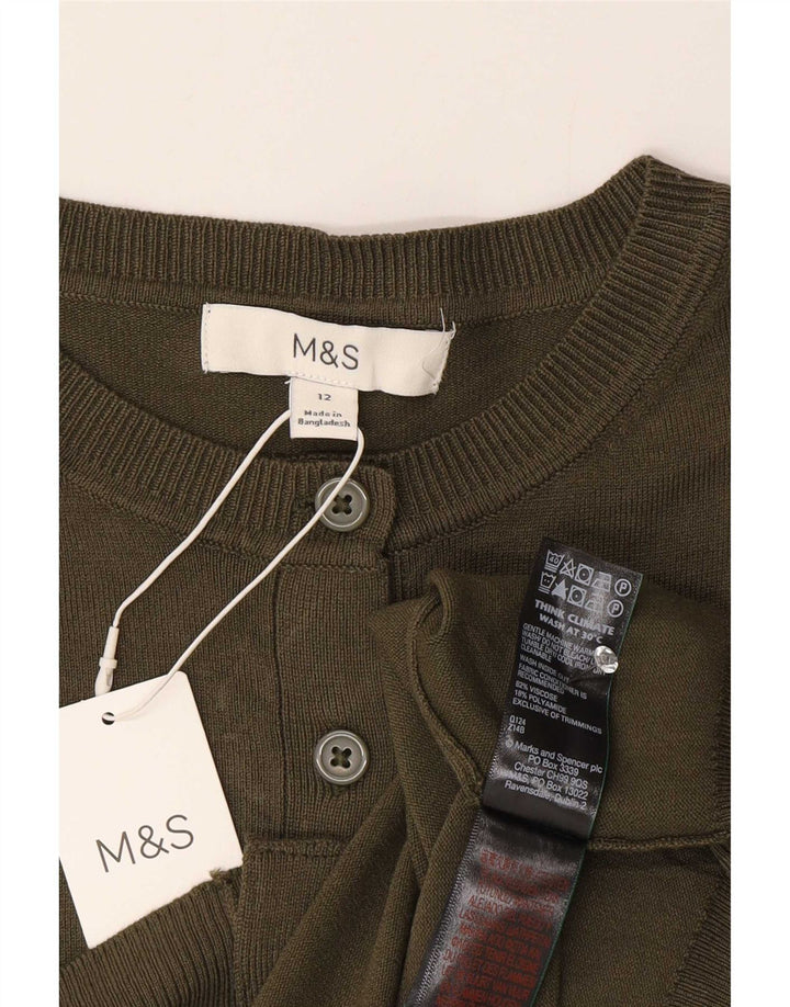 Suéter cardigã feminino Marks & Spencer Reino Unido 12 viscose cáqui médio