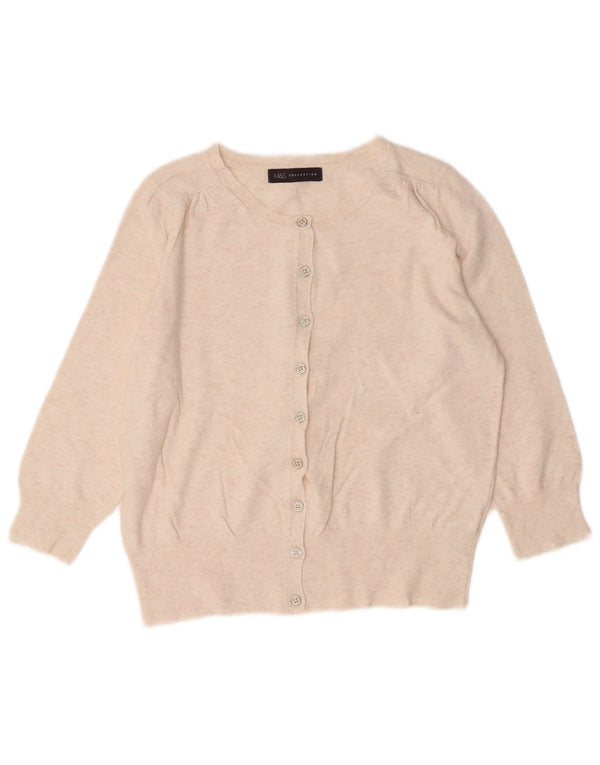 Suéter cardigã feminino Marks & Spencer UK 10 pequeno bege manchado
