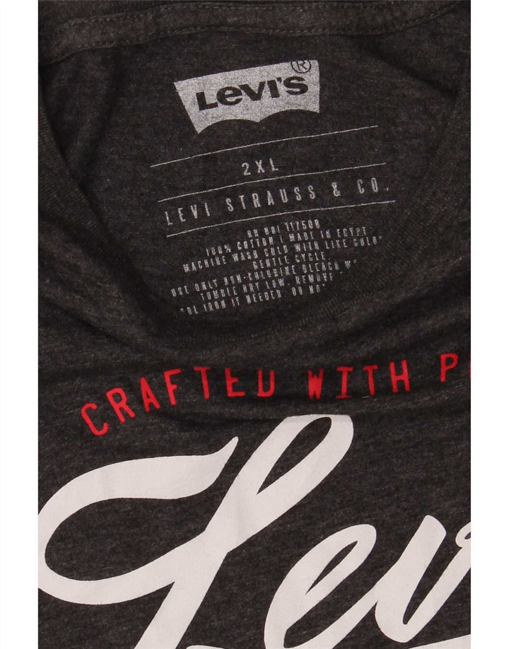 Camiseta gráfica masculina Levi's Top 2XL algodão cinza