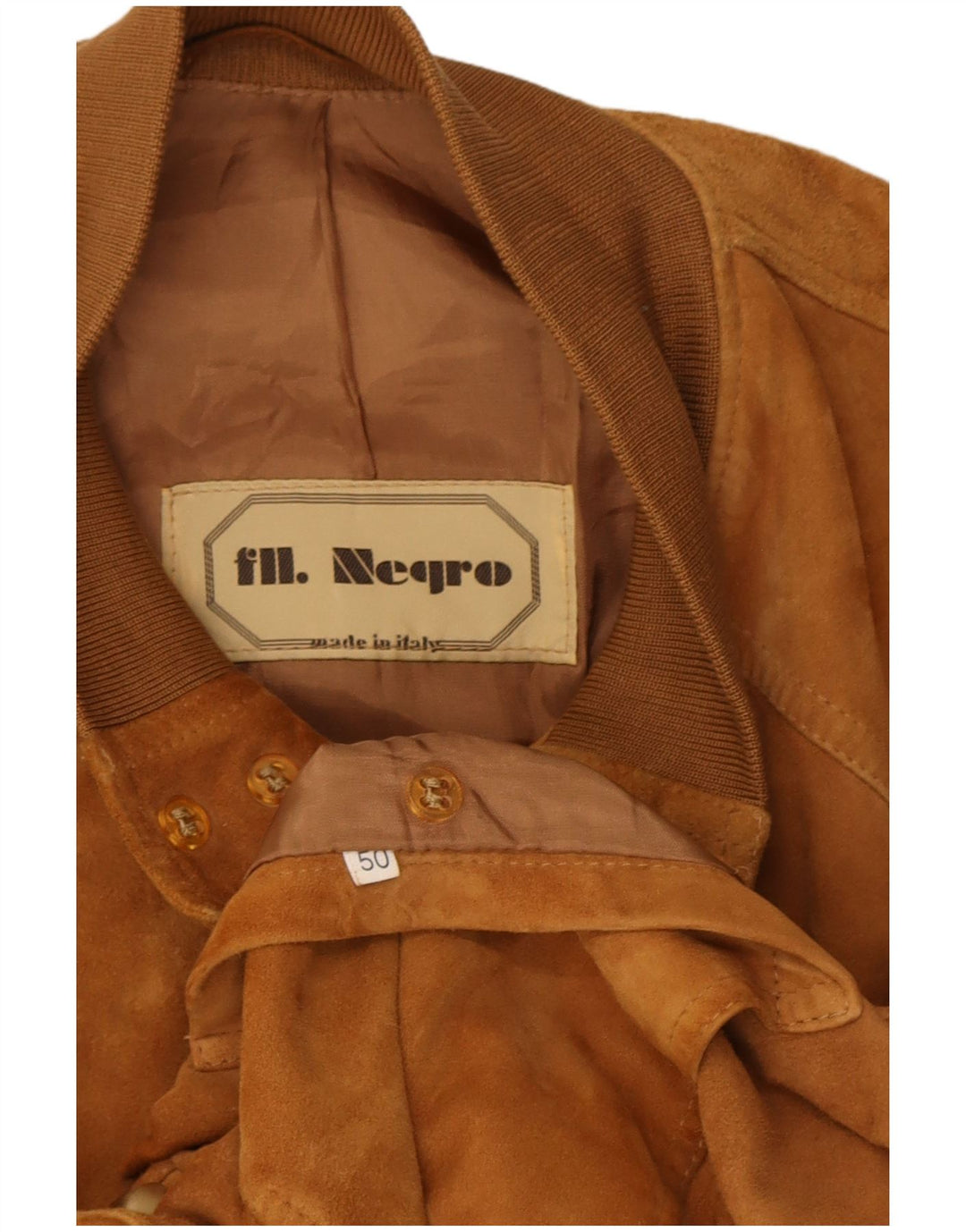 Jaqueta bomber masculina vintage de camurça IT 50 couro marrom grande