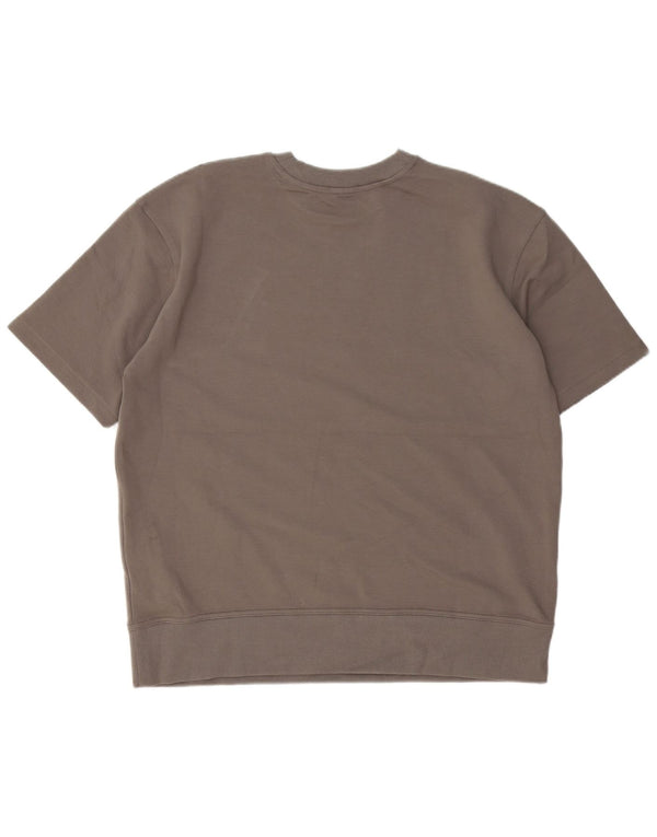 Zara Suéter feminino de manga curta oversized com capuz UK 14 cinza médio