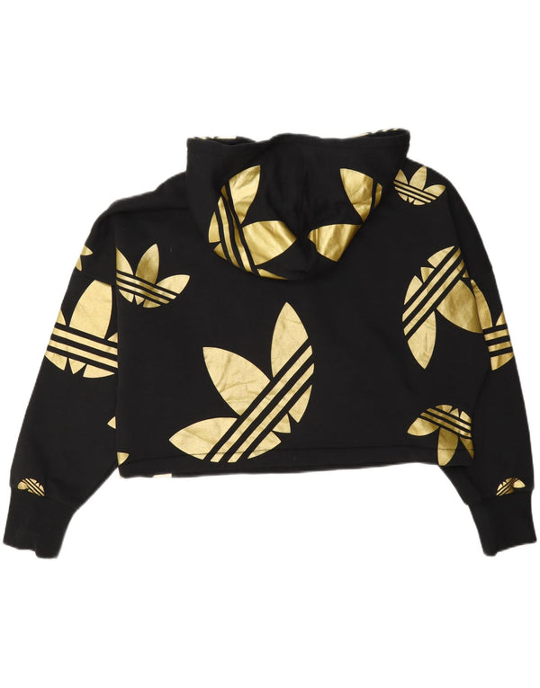 Adidas Womens Oversized Crop Graphic Hoodie Jumper Reino Unido 10 Pequeno Preto