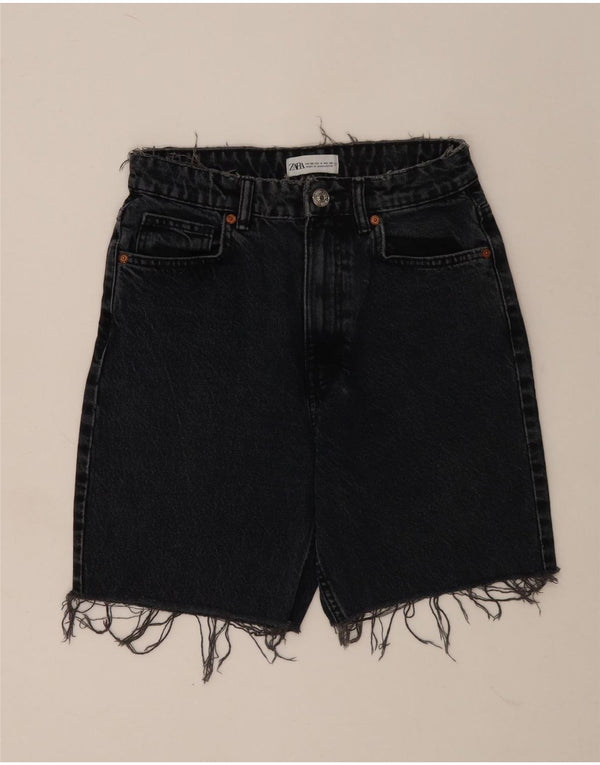 Shorts jeans feminino Zara EU 38 pequeno W28 algodão azul marinho