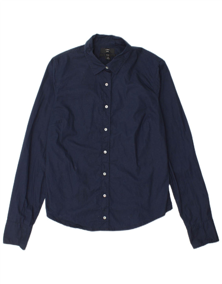 J. Crew Camisa Feminina 365 Slim EUA 6 Médio Algodão Azul Marinho