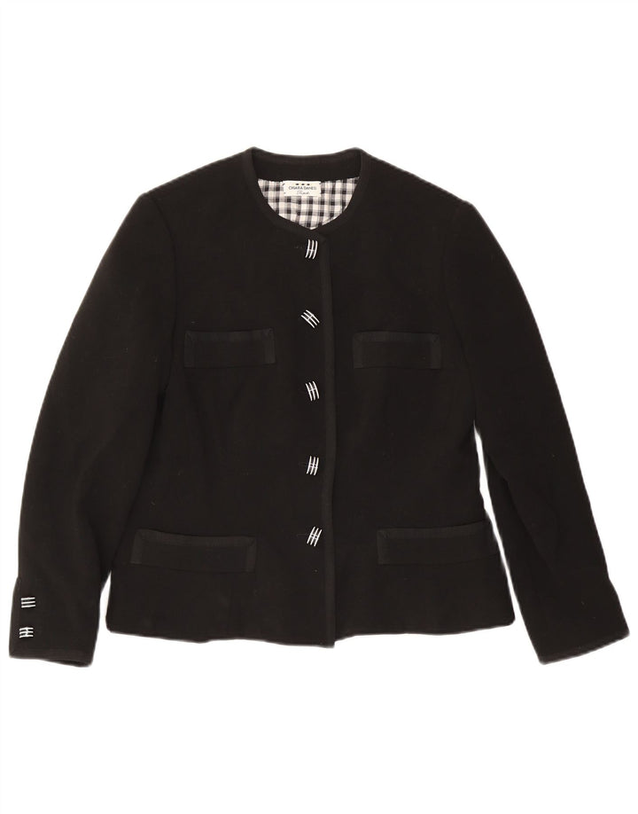 Jaqueta Blazer Vintage Feminina com 5 Botões Reino Unido 12 Médio Preto