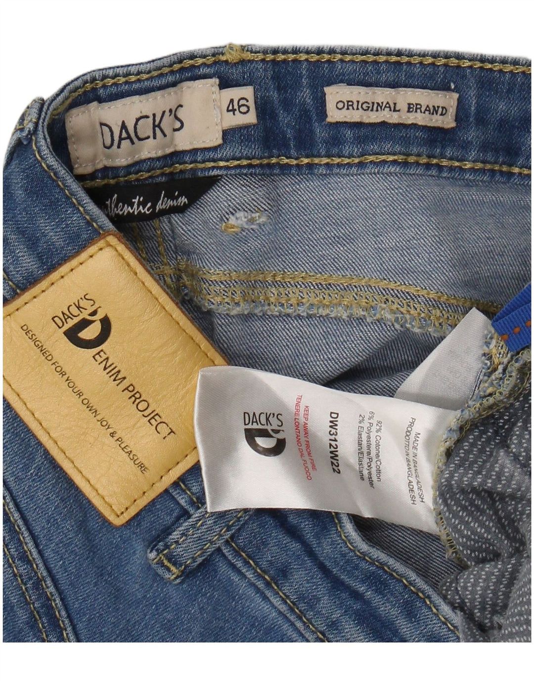 Dack's Mens Jeans Cropped Slim EU 46 Pequeno W30 L26 Azul Algodão