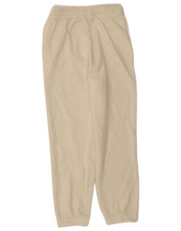 Calça de treino feminina Zara Joggers UK 12 poliéster branco médio
