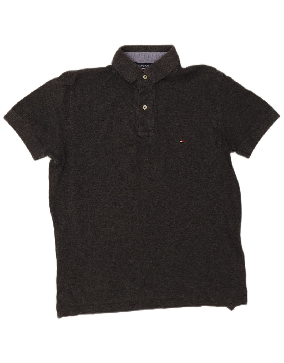 Camisa polo masculina Tommy Hilfiger pequena algodão cinza