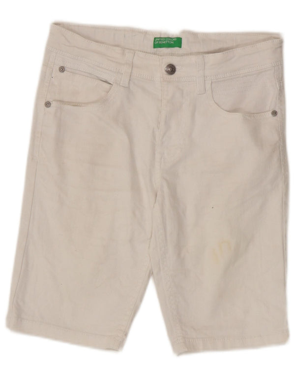 Shorts jeans para meninas Benetton 10-11 anos XL W28 algodão branco