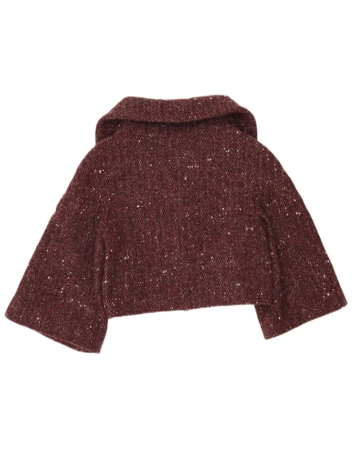 Jaqueta Bolero Feminina Benetton IT 42 Lã Salpicada Borgonha Média