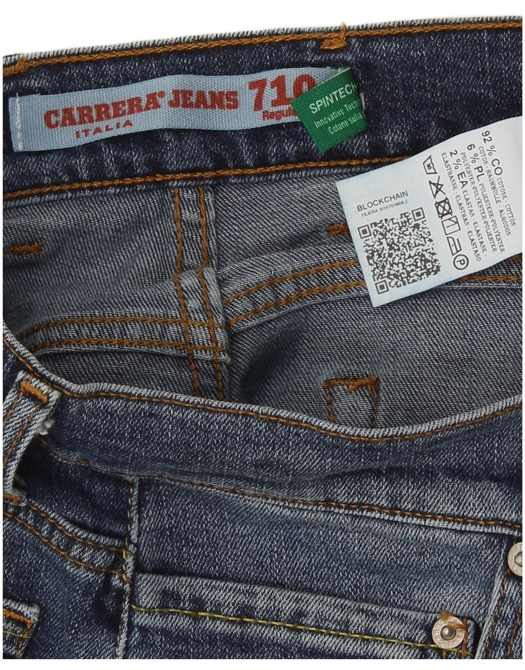 Carrera Mens 710 Regular Fit Jeans Slim W32 L33 Azul Algodão