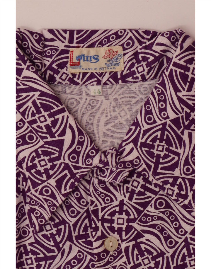 Camisa masculina VINTAGE com padrão abstrato tamanho 44 XL roxo