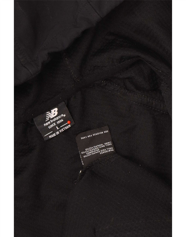 Jaqueta masculina New Balance com capuz e jaqueta grande de poliéster preto