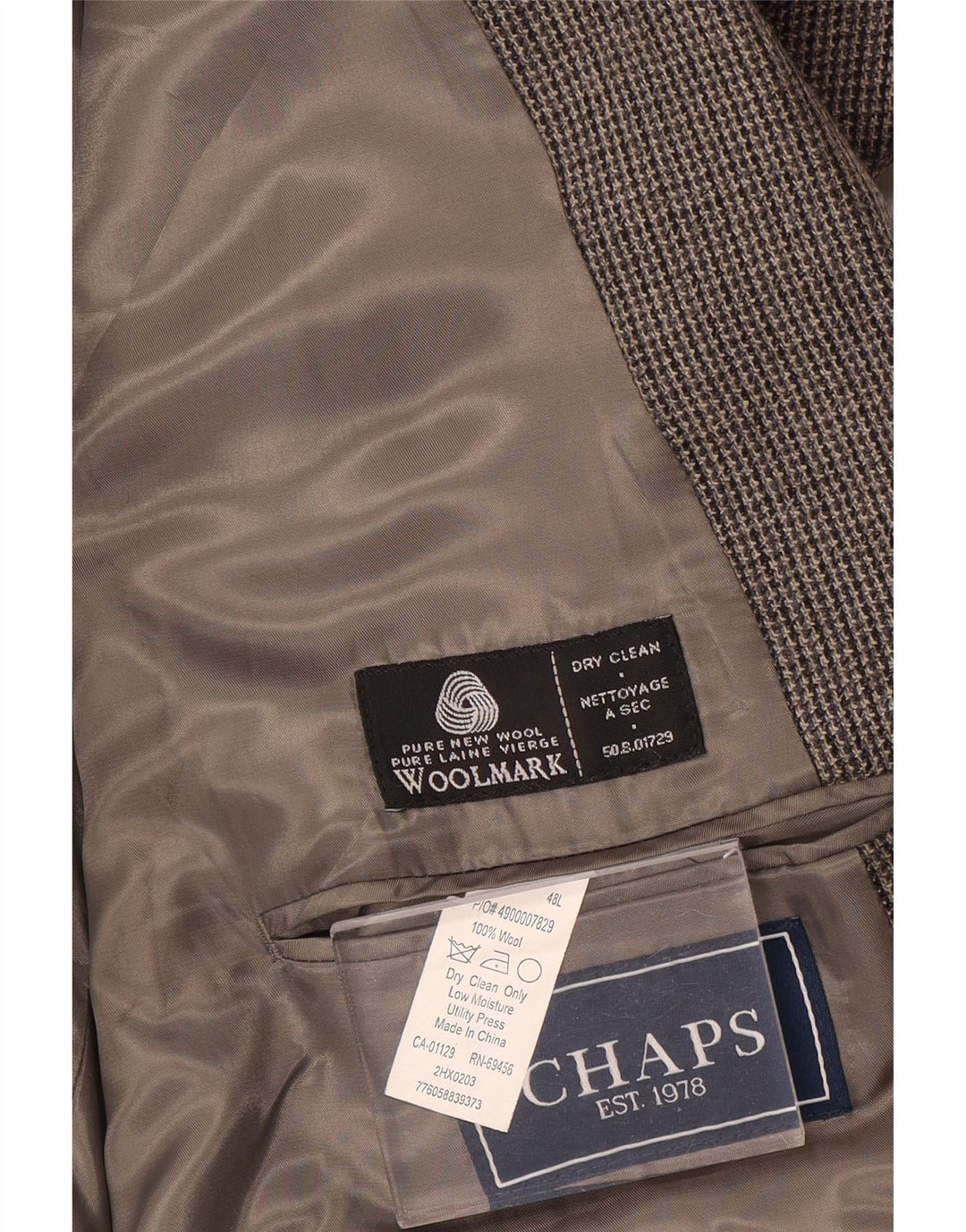 Jaqueta blazer masculina Chaps com 2 botões Reino Unido 48 3XL lã cinza