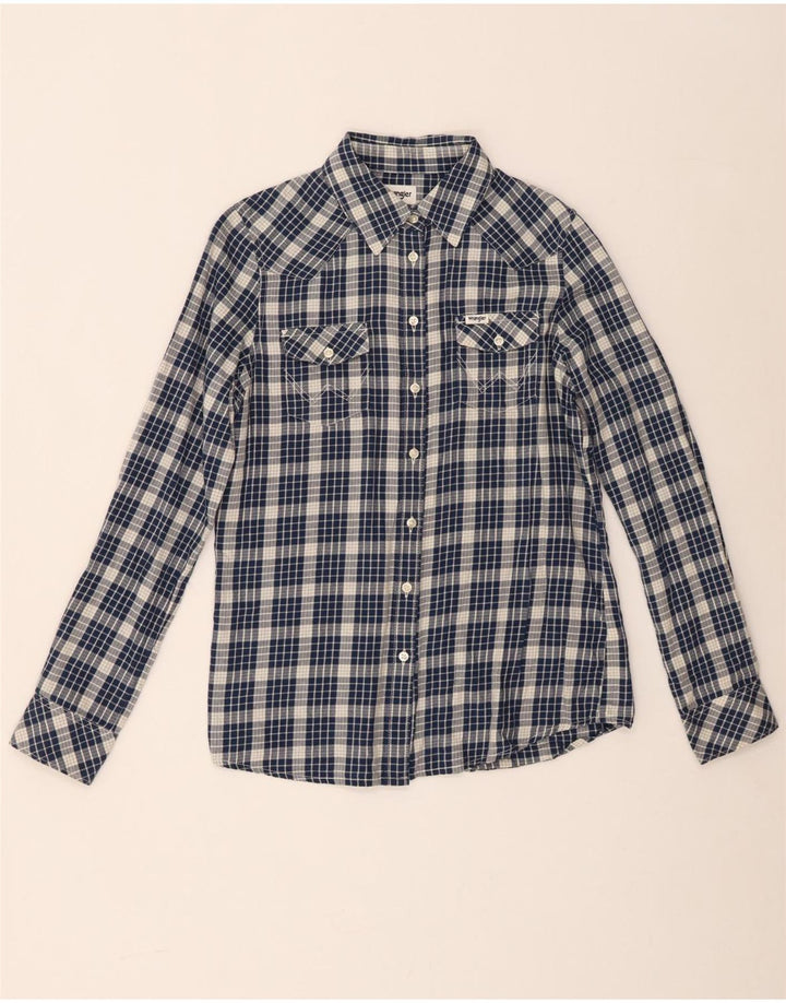 Camisa feminina de flanela Wrangler XS azul marinho algodão xadrez