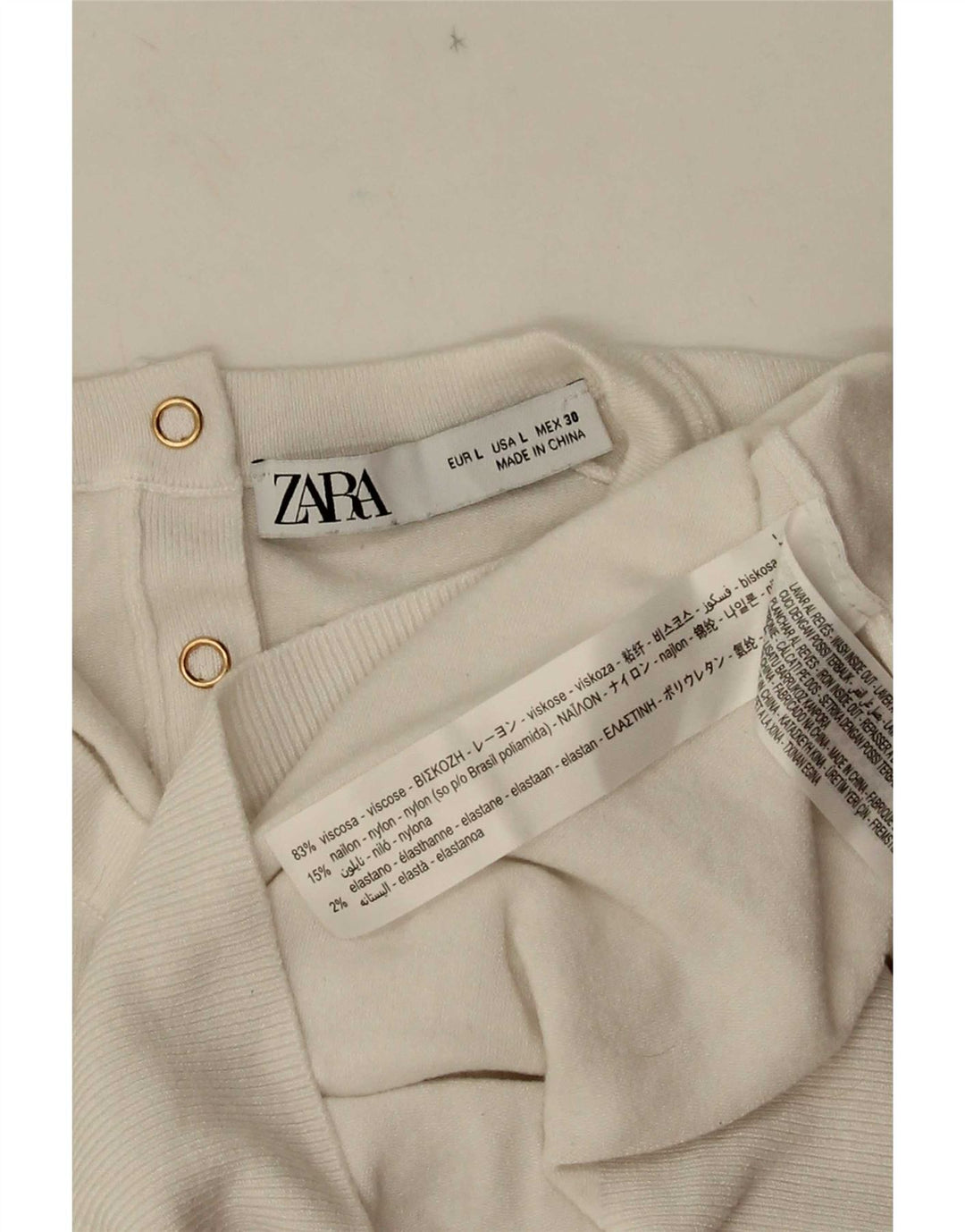 Blusa feminina Zara Top UK 14 grande viscose branca