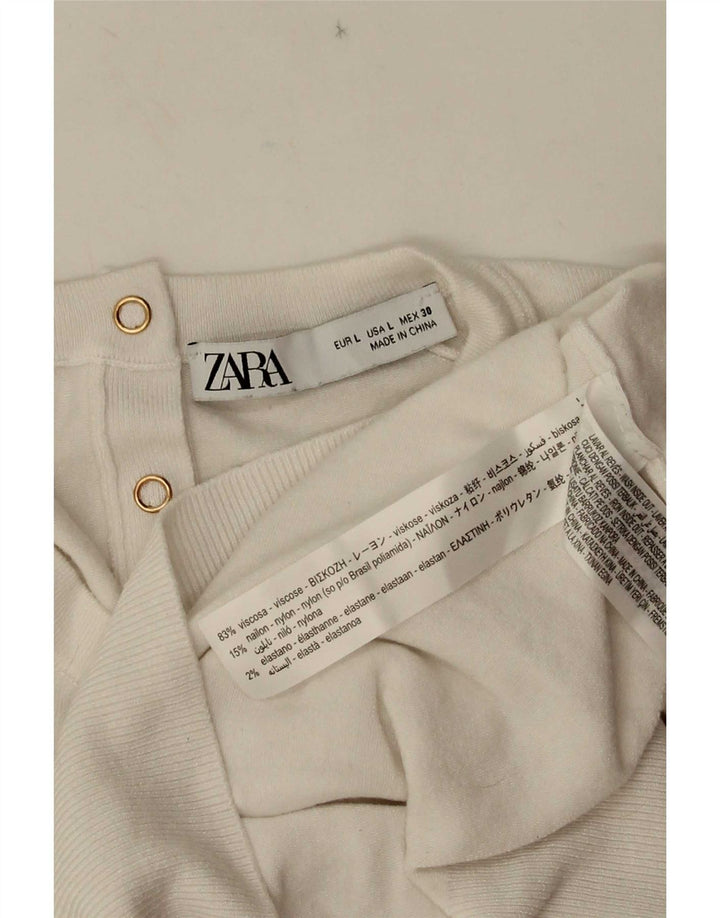 Blusa feminina Zara Top UK 14 grande viscose branca