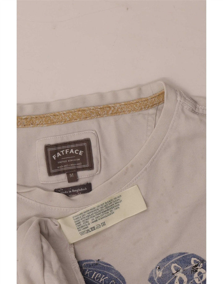 Camiseta gráfica masculina Fat Face Top médio algodão branco