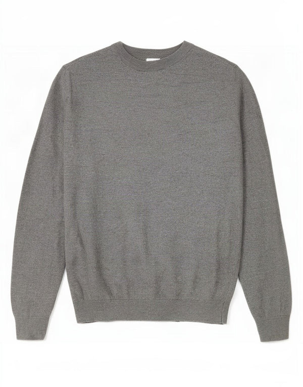 Suéter feminino Zara com gola redonda e viscose cinza médio UK 14