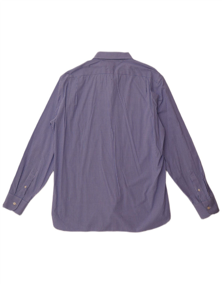Camisa elástica masculina J. Crew tamanho 17 17/12 XL azul guingão