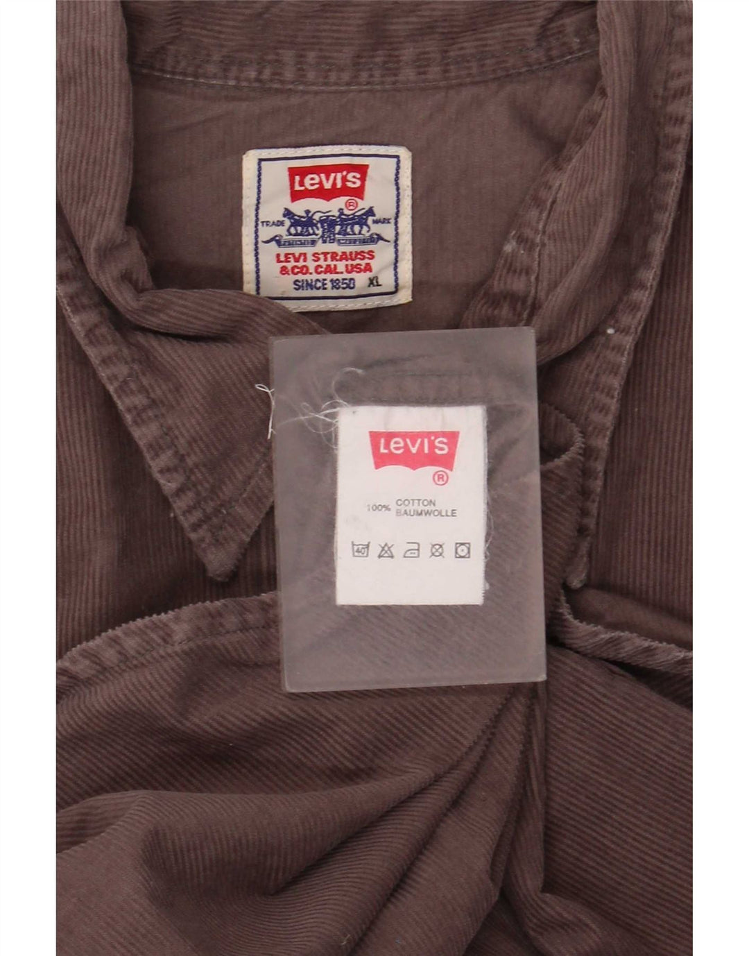 Camisa masculina de veludo cotelê Levi's XL marrom algodão