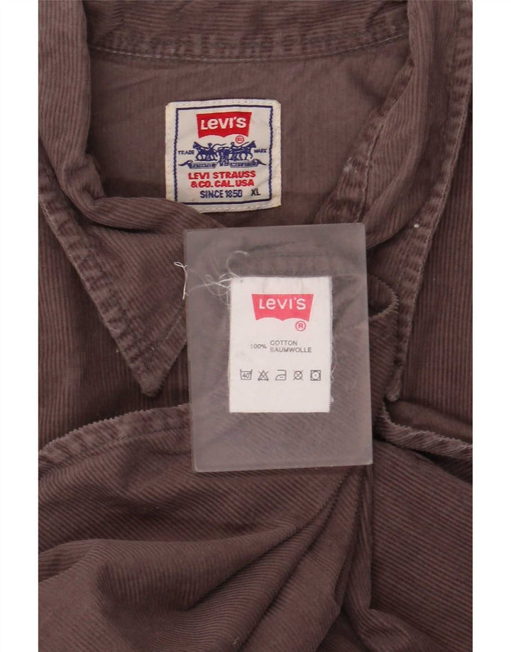 Camisa masculina de veludo cotelê Levi's XL marrom algodão