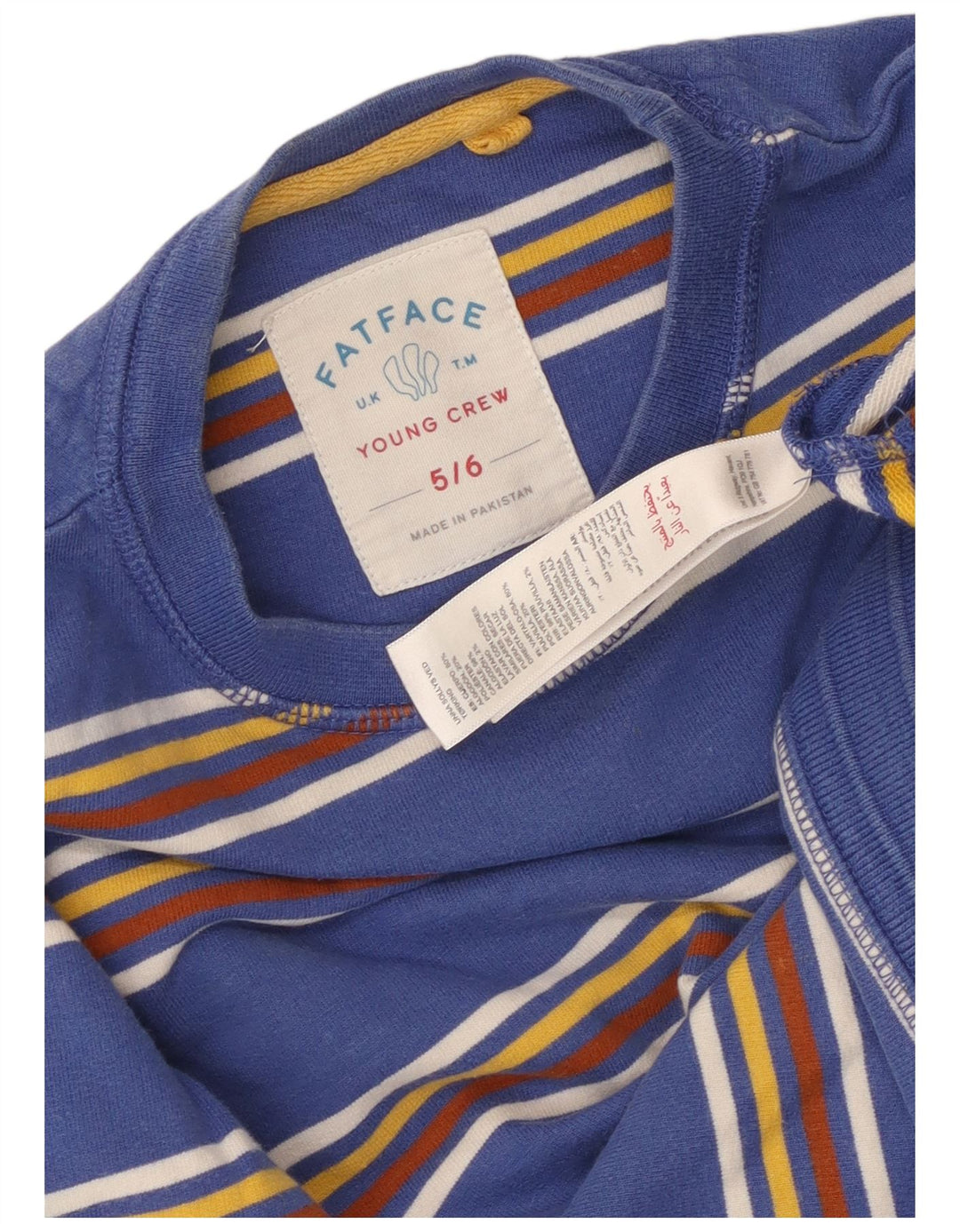 Moletom Fat Face Boys Jumper 5-6 Anos Algodão Listrado Azul