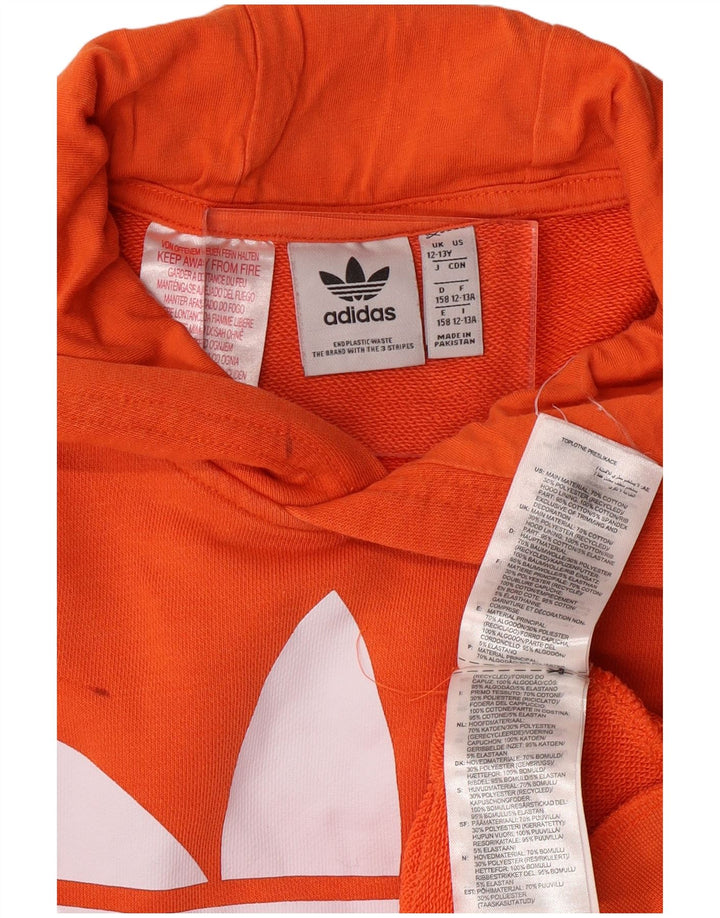 ADIDAS Meninos Graphic Hoodie Jumper 12-13 Anos Laranja Algodão