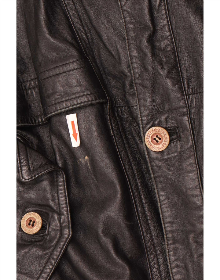 Jaqueta de couro masculina vintage folgada UK 38 preta média