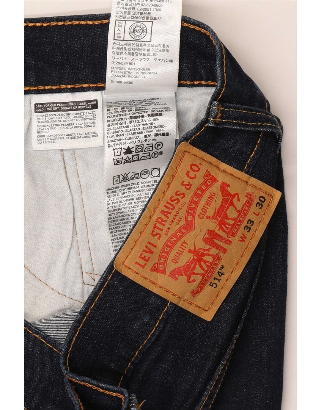 Levi's Masculino 514 Straight Jeans W33 L27 Azul Marinho Algodão