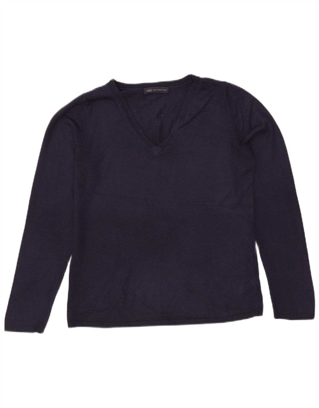 Suéter feminino Marks & Spencer com decote em V Reino Unido 12 médio azul marinho