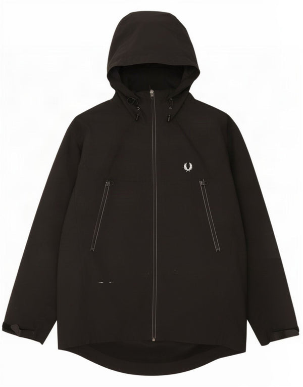 Jaqueta de chuva masculina com capuz Fred Perry Reino Unido 38 nylon preto médio