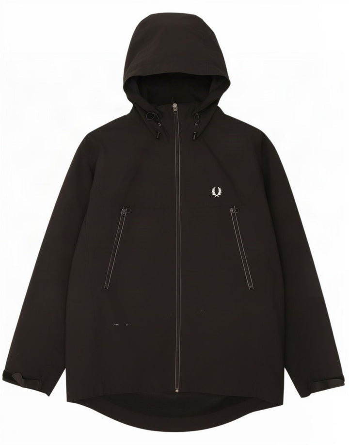 Jaqueta de chuva masculina com capuz Fred Perry Reino Unido 38 nylon preto médio