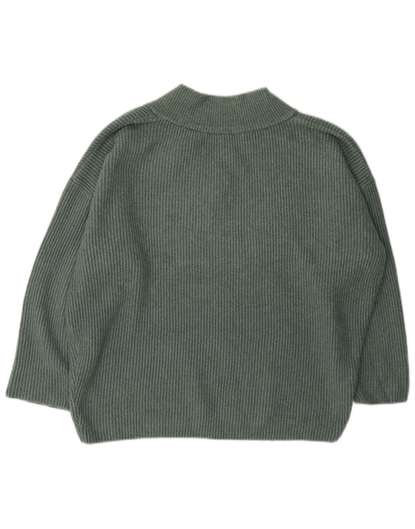 Zara Suéter feminino oversized com decote em V Reino Unido 14 acrílico verde médio