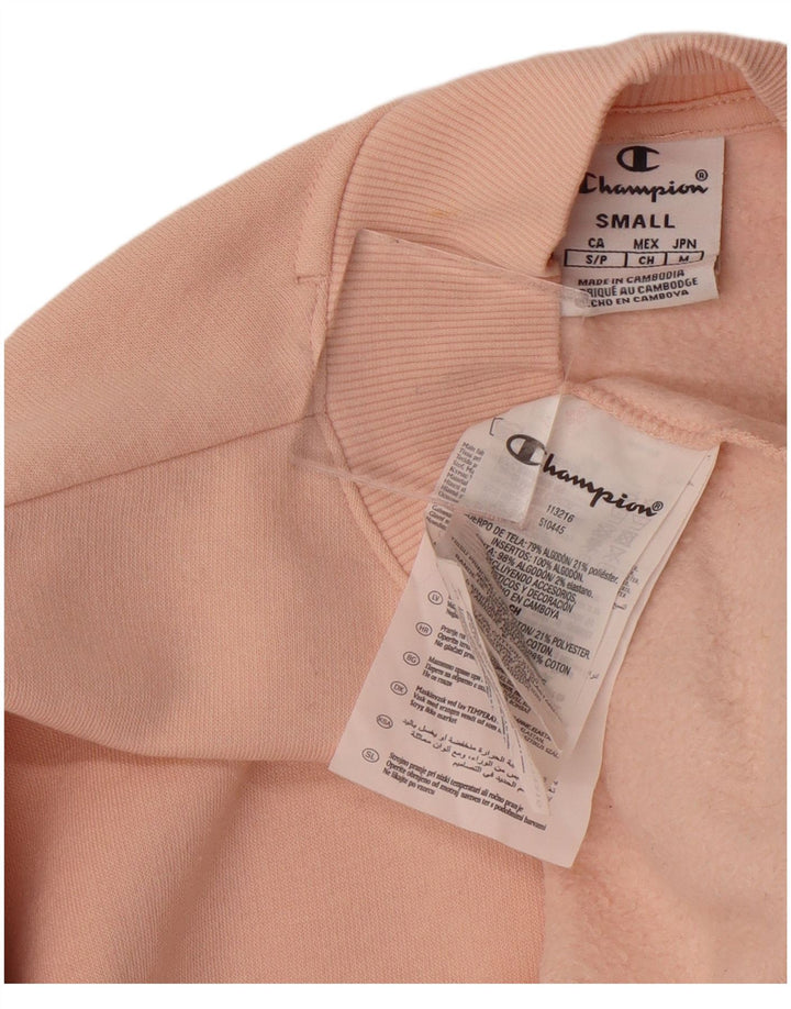 CHAMPION Suéter feminino oversized Reino Unido 10 pequeno algodão rosa