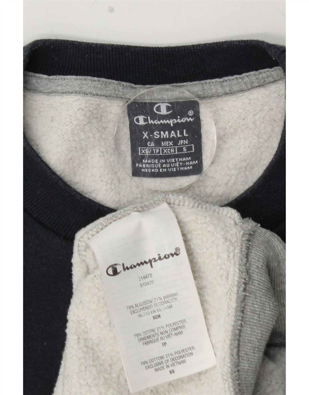 CHAMPION Moletom Masculino Jumper XS Cinza Colorblock Algodão